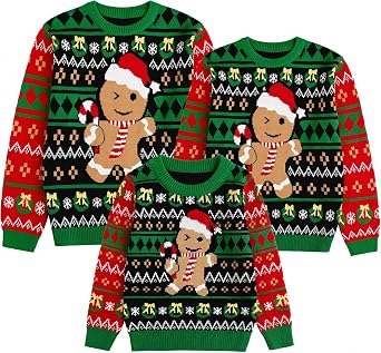 Simplee kids Ugly Christmas Sweater Family Matching Outfits for Women Men Party Sweaters Knitted Pullover