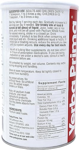 Miniatura 9 de Yerba Prima Cáscara de psyllium, 12 onzas (paquete de 2)  Suplemento de fibra limpiador de colon  Apoyo natural para la salud intestinal  Sin OMG,