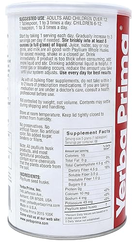Miniatura 7 de Yerba Prima Cáscara de psyllium, 12 onzas, suplemento de fibra, vegano, sin azúcar ni edulcorantes artificiales, sin OMG, sin gluten