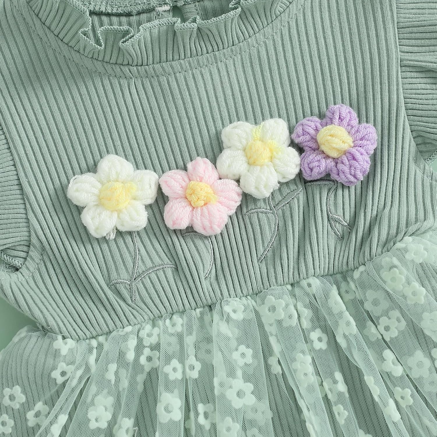 6M-4T Baby Girl Dress 3D Flower Lace Tulle Dresses Princess Dress Toddler Dresses Little Girls Summer Clothes - Image 6