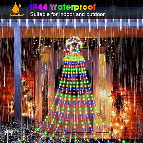 Miniatura 3 de Decoraciones para árbol de Navidad, 16.4 pies, 323 luces LED, luces de cascada con decoración de árbol, 8 modos y temporizador, luces al aire libre