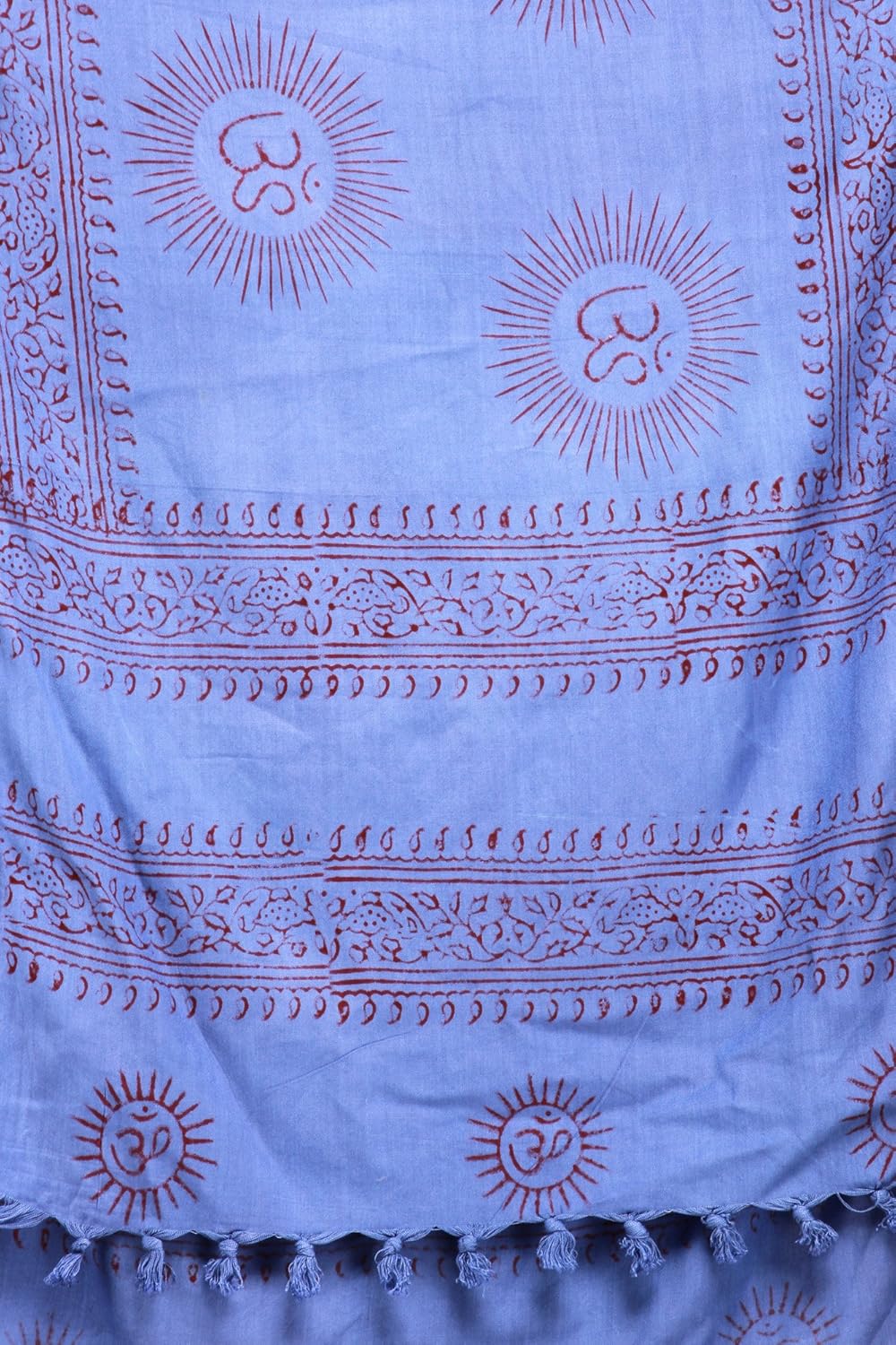 Exotic India Lavender-Violet Sanatana Dharma Prayer Scarf with Printed Om - Blue - Image 4