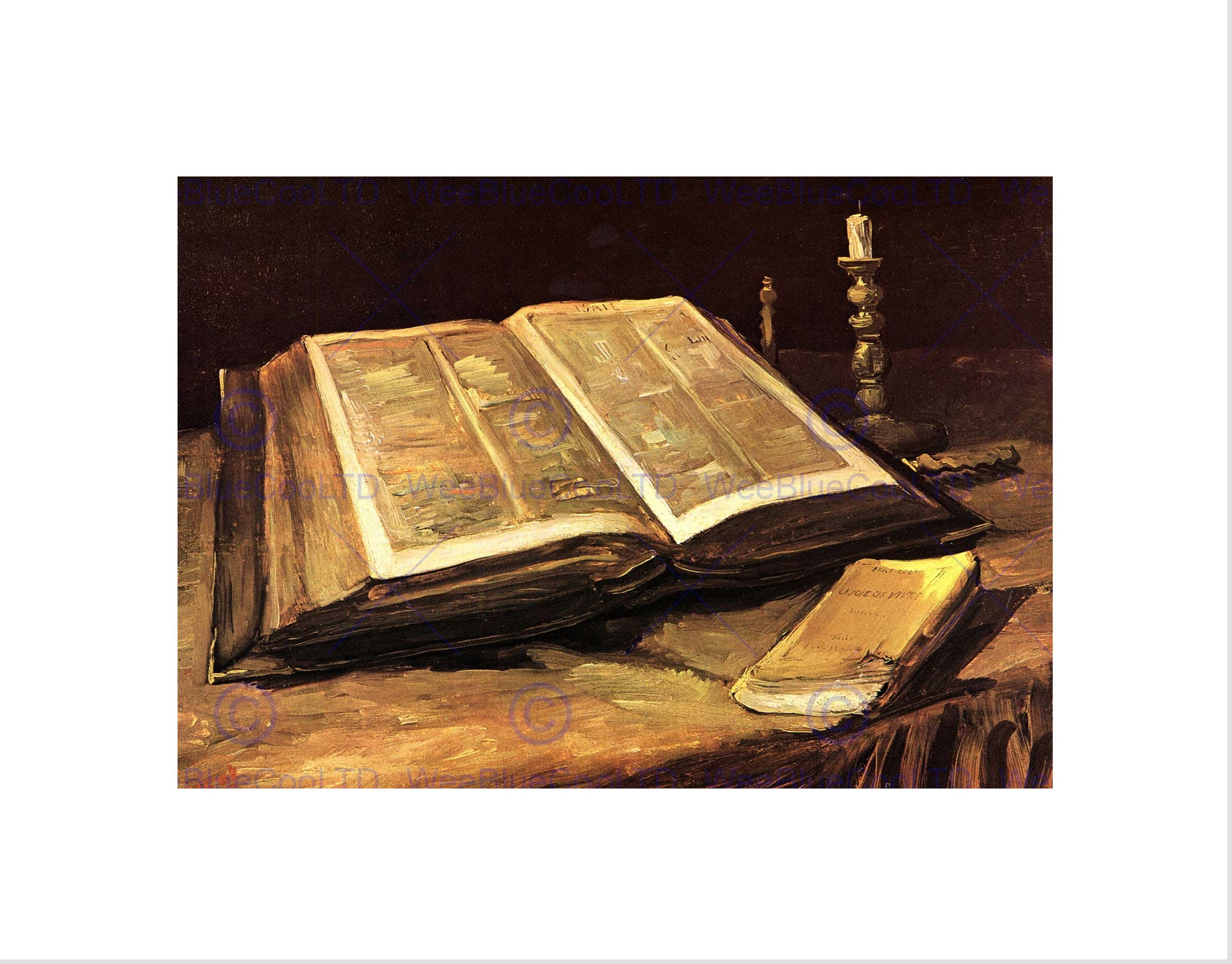 Wee Blue Coo VAN GOGH STILL LIFE WITH BIBLE OLD MASTER FRAMED ART PRINT B12X2201