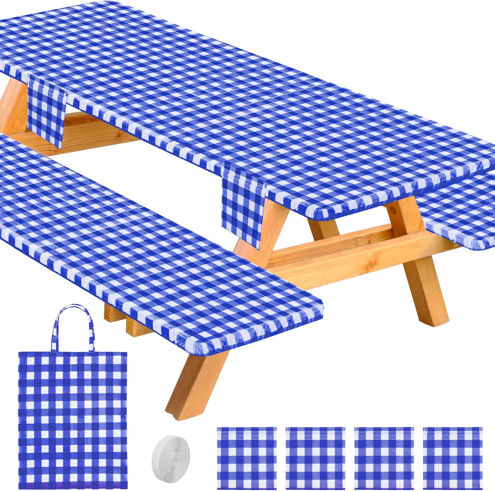 Gotron Fitted Picnic Table Cover with Bench Covers Elastic