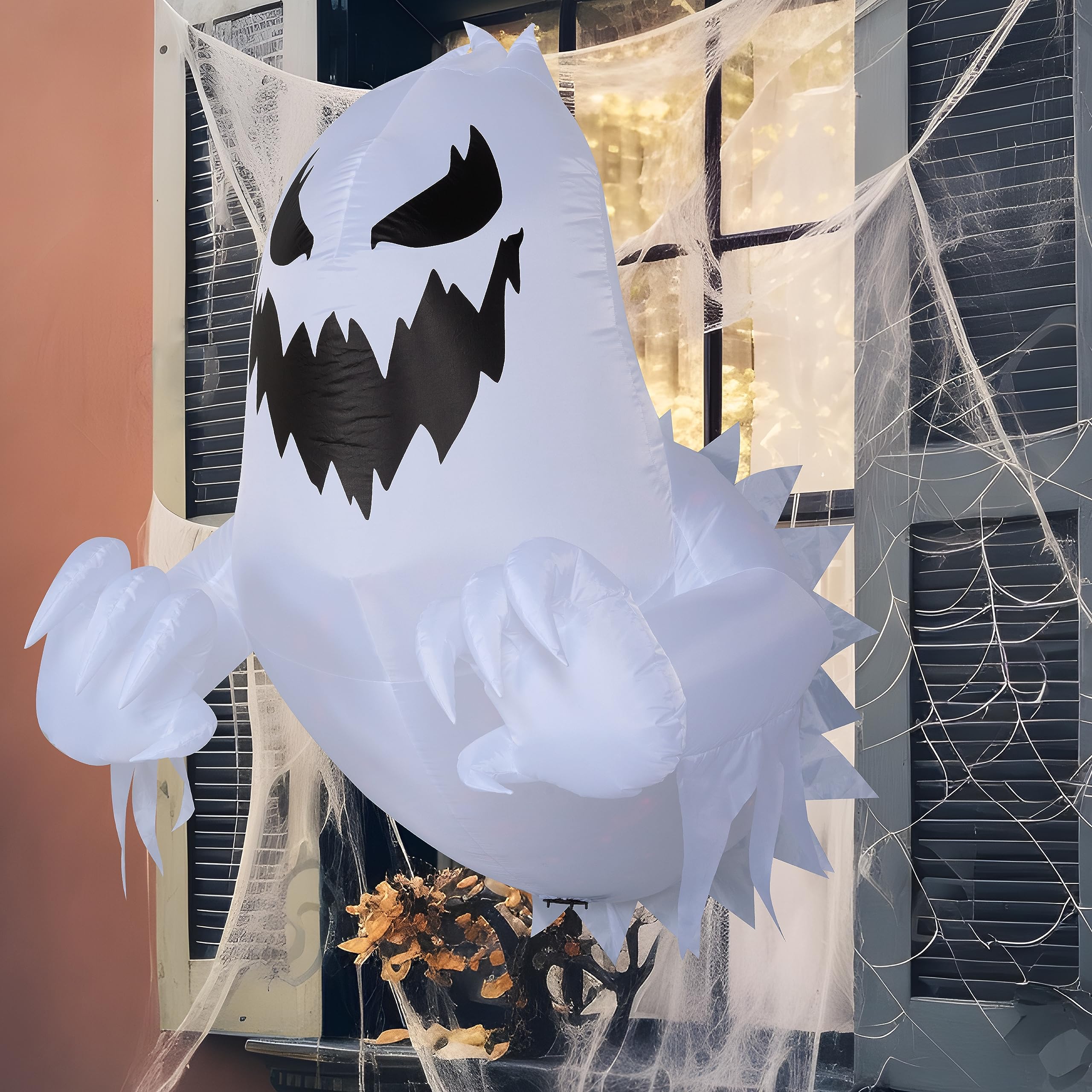 Joiedomi Decorazione gonfiabile per esterni con fantasma di Halloween, altezza 1,5 m, con LED rotante, decorazione spaventosa per Halloween, decorazione per finestre