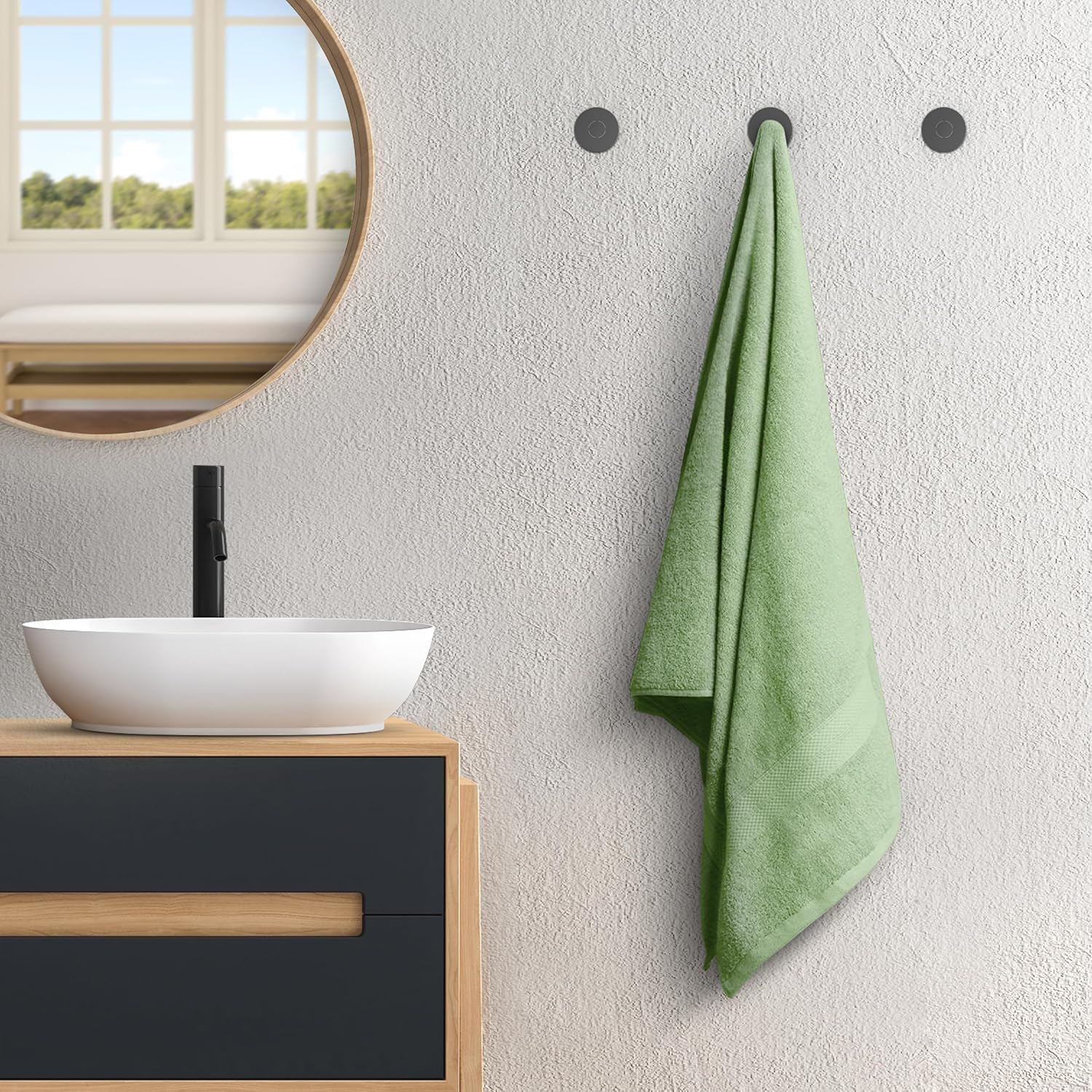 Avalon Towels Green Bath Towels Set of 4 pcs (27x54 inches), 100% Cotton Towel Absorbent and Quick Dry Green Bath Towels for Bathroom, Super Soft and Perfect for Daily Use - Image 4