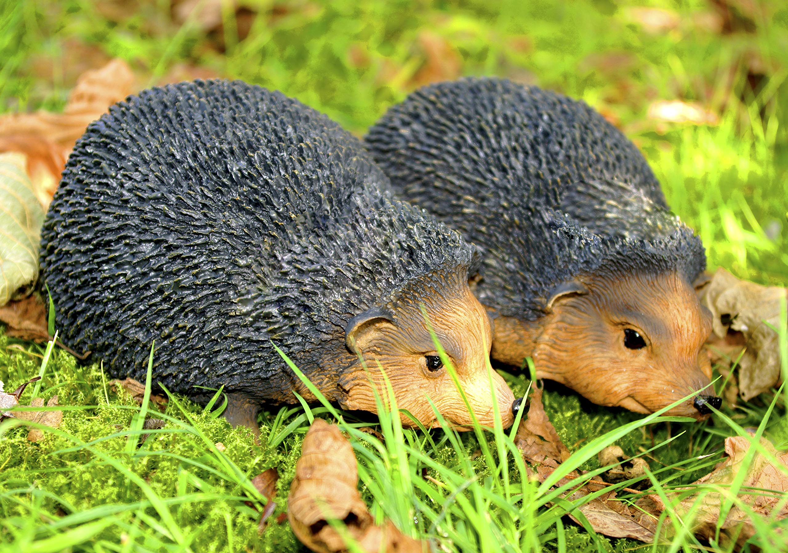 GeKi Trend Igel Paar Garten-Deko Dekofigur wetterfest Kunststein Resin ca. 19 x 21 cm groß
