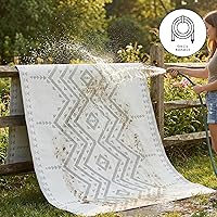 Vista 10 de Fab Habitat - Alfombra de exterior azteca, impermeable, resistente a la decoloración, sin arrugas, plástico reciclado de primera calidad, a rayas