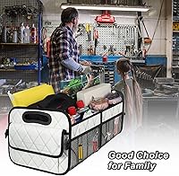 Vista 104 de Deosk - Organizador de auto para SUV, almacenamiento de maletero con 6 bolsillos grandes con poliéster impermeable, accesorios de auto