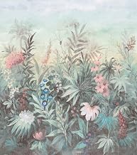 Schöner Wohnen-Kollektion Fotomural FAIRYTALE 366716 con flores y plantas de colores en verde pastel – 3,00 m x 2,65 m