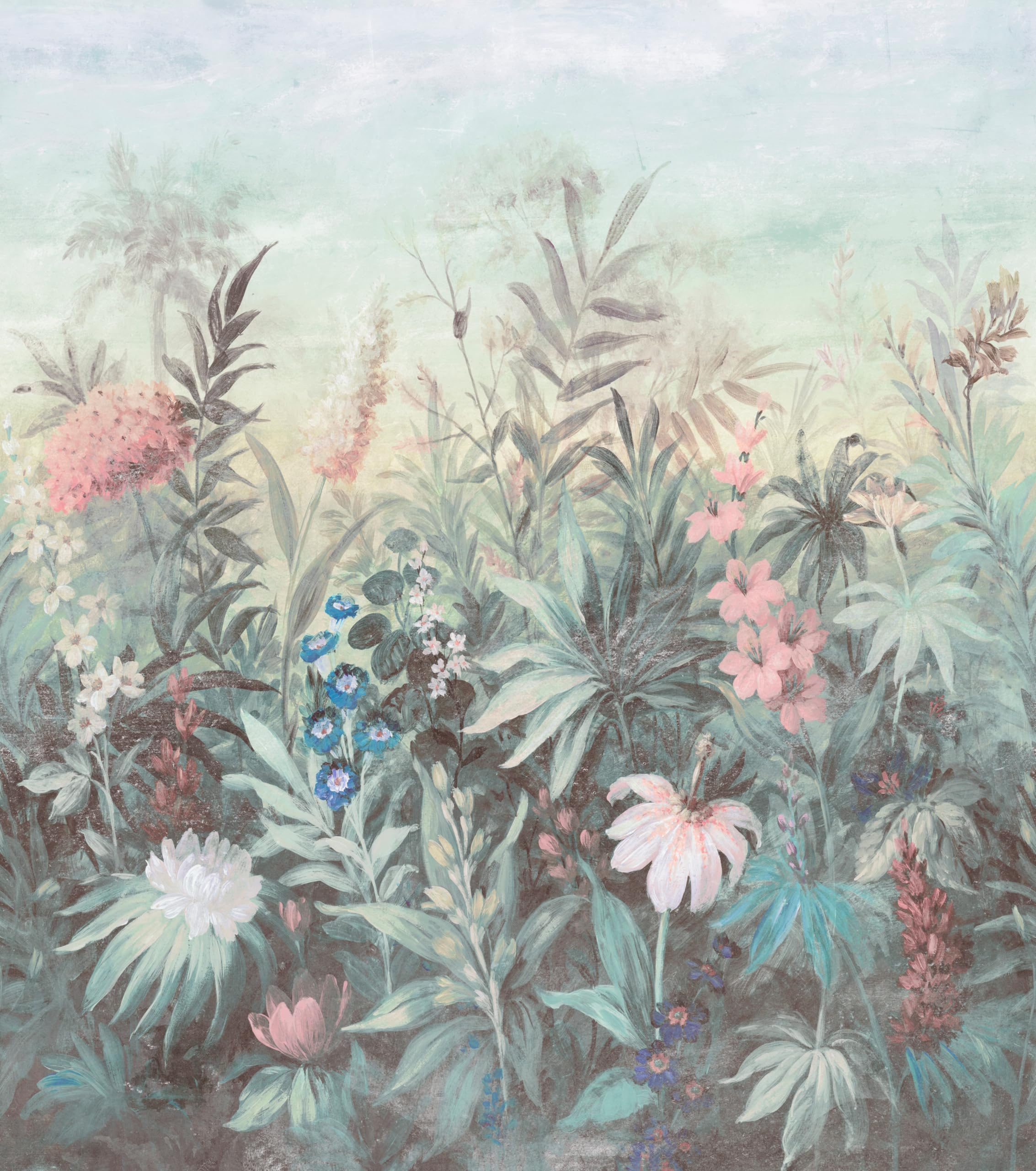 Schöner Wohnen-Kollektion Fairytale 366716 Photo Wallpaper with Colourful Flowers and Plants in Pastel Green 3.00 m x 2.65 m