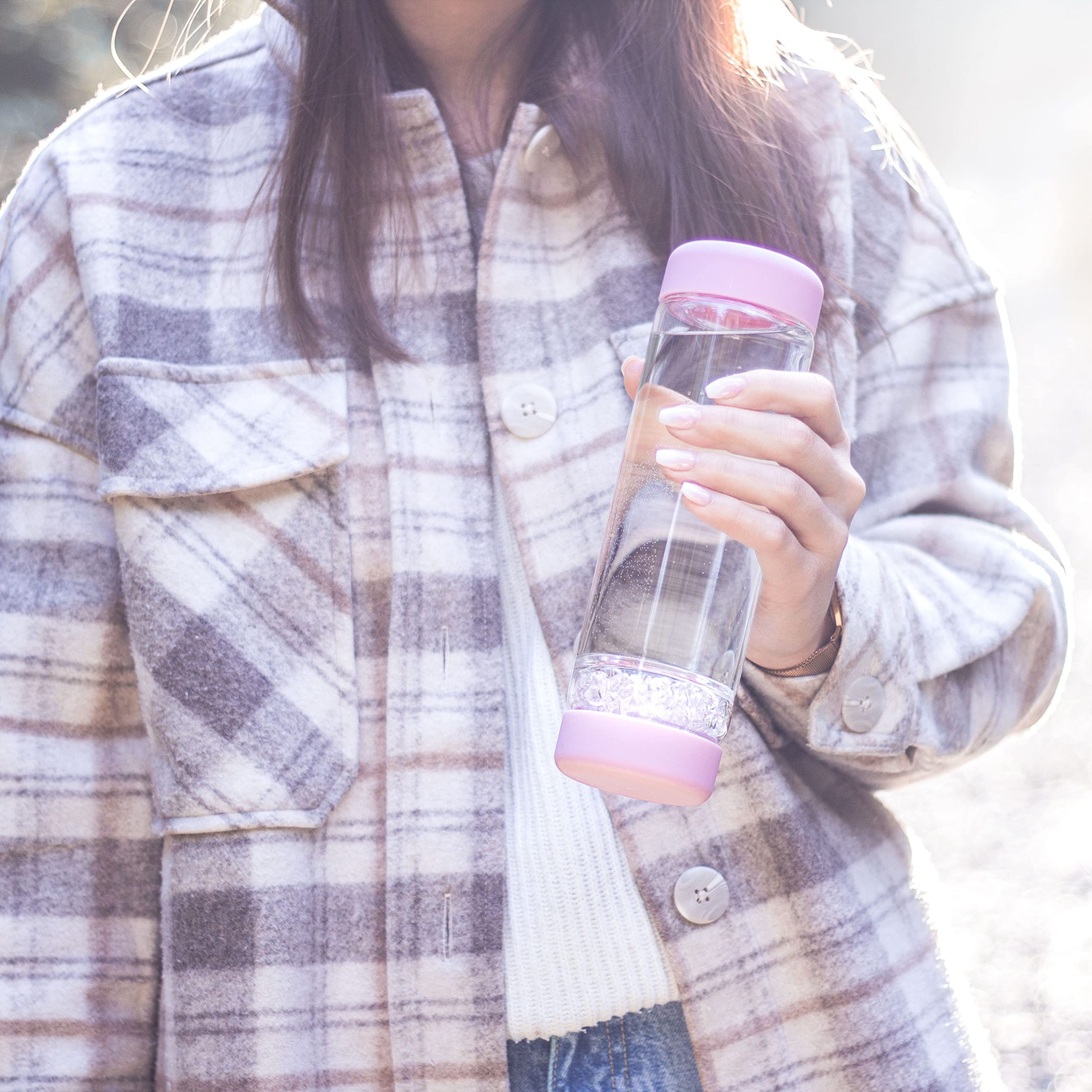 VitaJuwel inu! CRYSTAL blossom rose | Die Wasserflasche mit Bergkristall für Individualisten