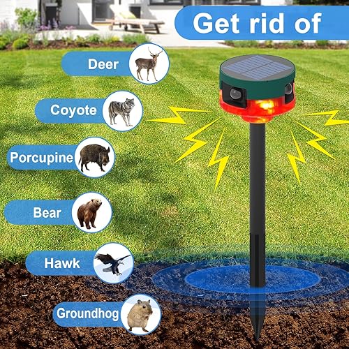Miniatura 8 de ChunHee Alarma solar con sensor de movimiento para exteriores, ladridos de perros y sonidos de disparos y grabación, alarma detector de movimiento