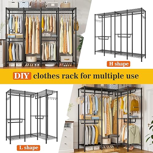 Miniatura 4 de Raybee Perchero de ropa resistente para colgar ropa de 910 libras, perchero de metal resistente, perchero independiente para armario, 75 pulgadas de