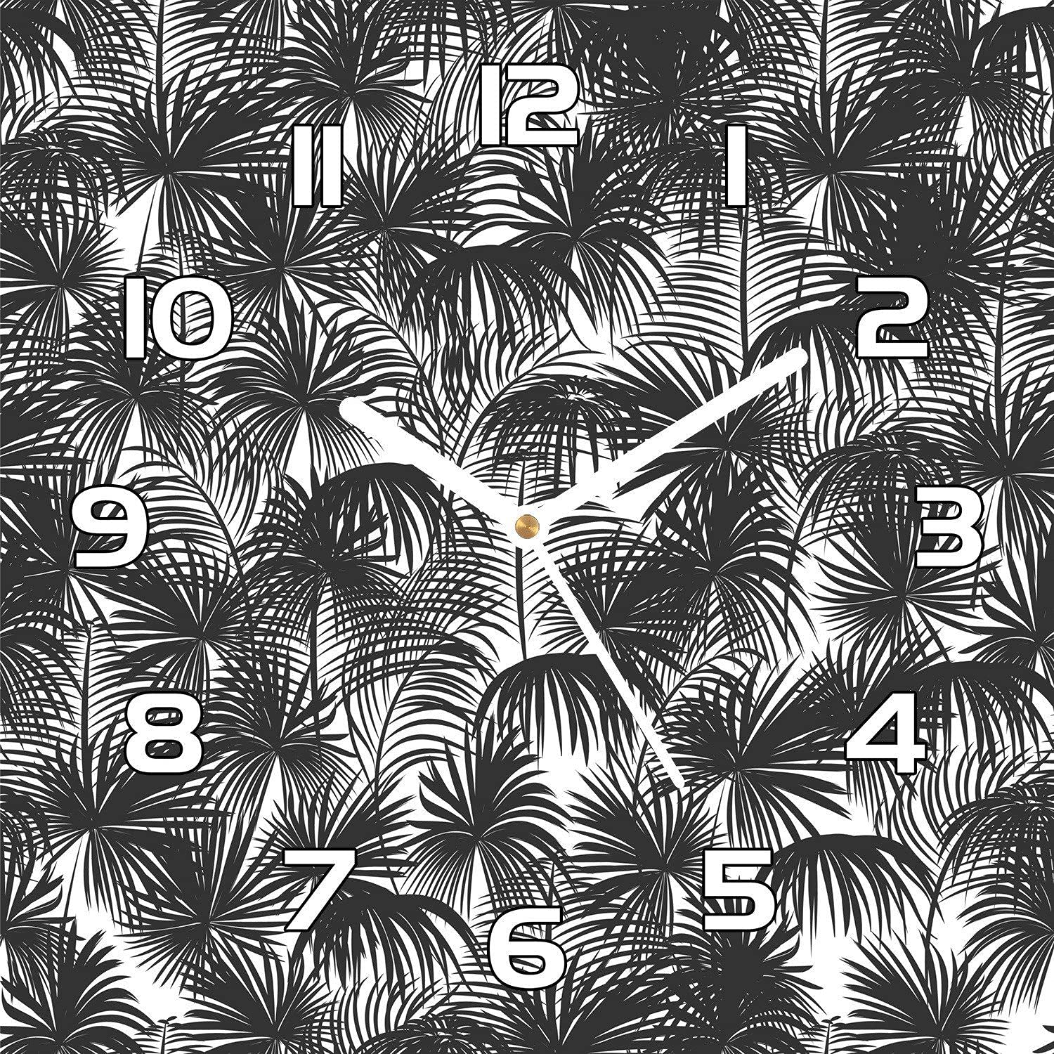 Horloge murale en verre de securite robuste et silencieuse motif paumes design moderne