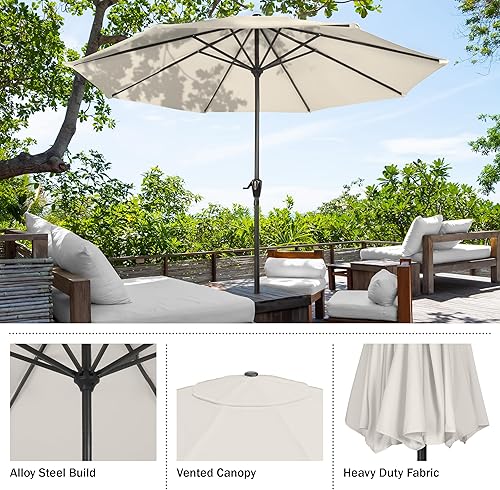 Miniatura 3 de Sombrilla de aluminio Pure Garden para jardín con inclinación automática, 10 pies, azul, Bronceado