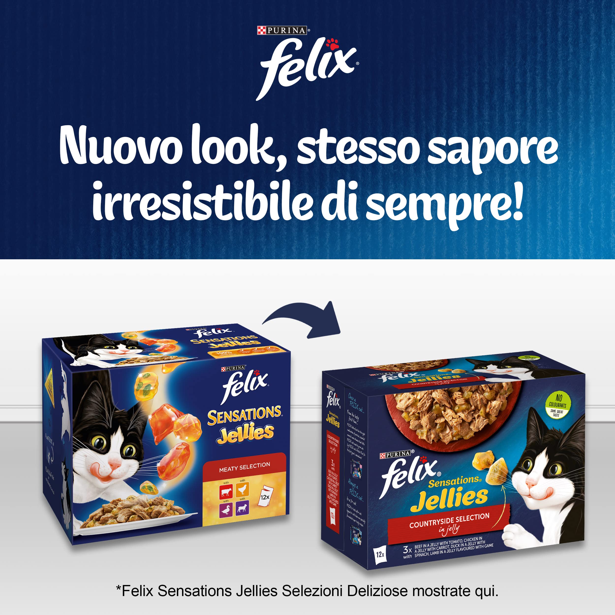 Purina Felix Sensations Extras Cibo Umido per Gatti con Manzo e un Pizzico di Formaggio e con Pollo e un Pizzico di Bacon, 48 buste da 85g ciascuna