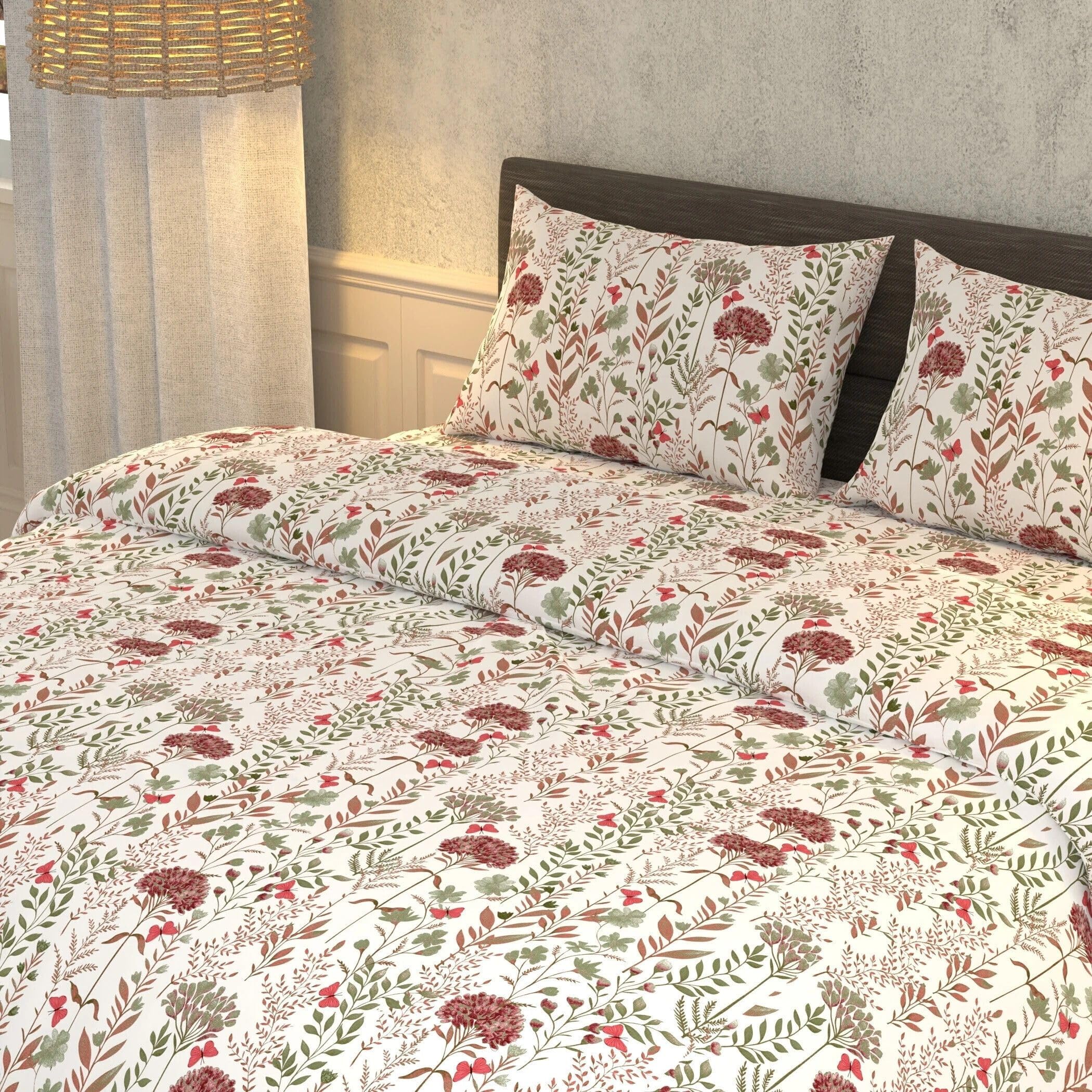 LA VERNE Super King Size Pure Cotton Bedsheet | 180 TC Super Soft 100% Cotton Lab Tested Printed King Size Bedsheets with 2 Pillow Covers | Soft and Breathable | 98x108 Inch-picture-10