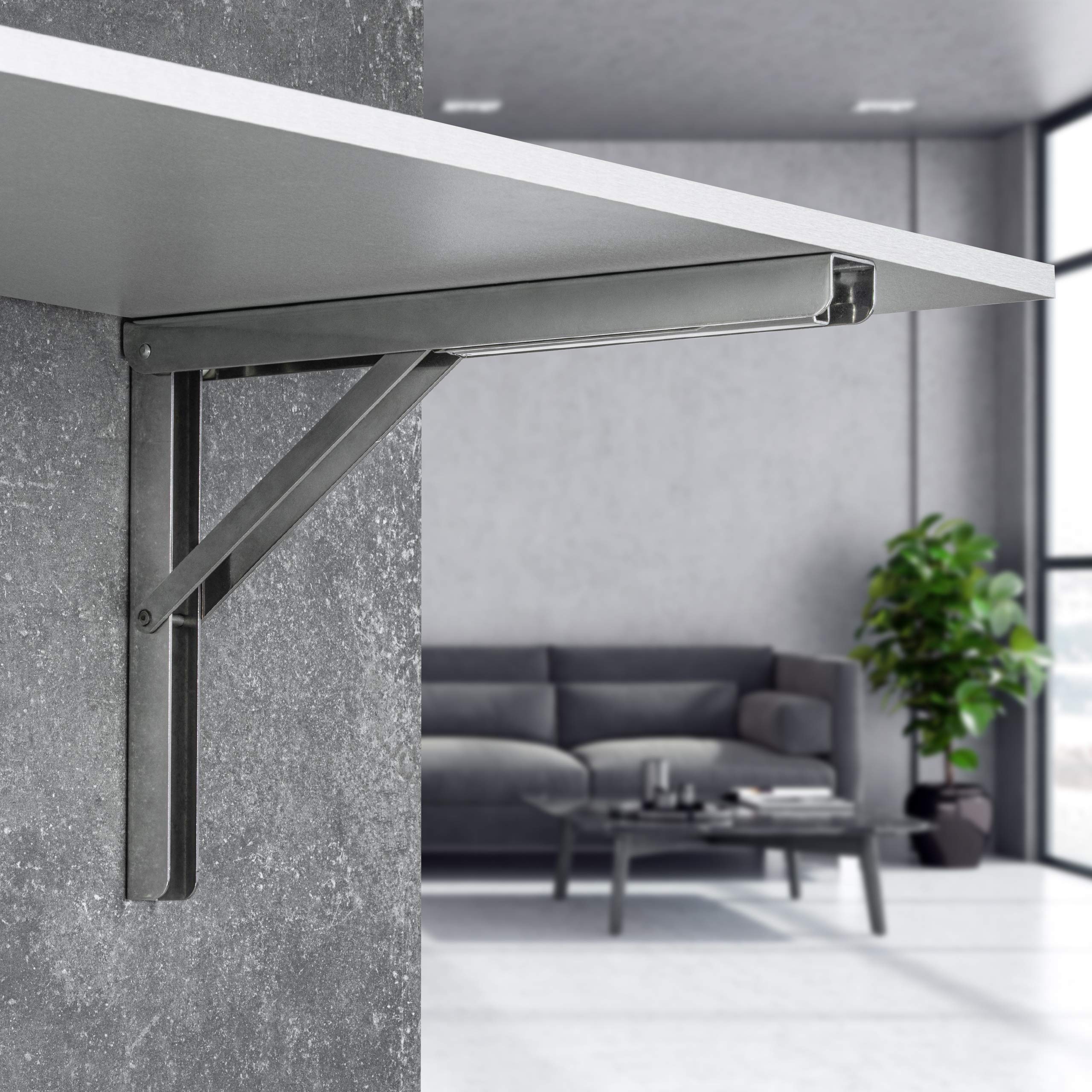 Schwerlast-Konsole Klappkonsole EDELSTAHL Tisch & Sitzbank Klappträger klappbar PROFI LINE | 300 x 200 x 30 mm | Tragkraft 180 kg | MADE IN GERMANY | 1 Stück - Klapptisch-Konsole für die Wand-Montage