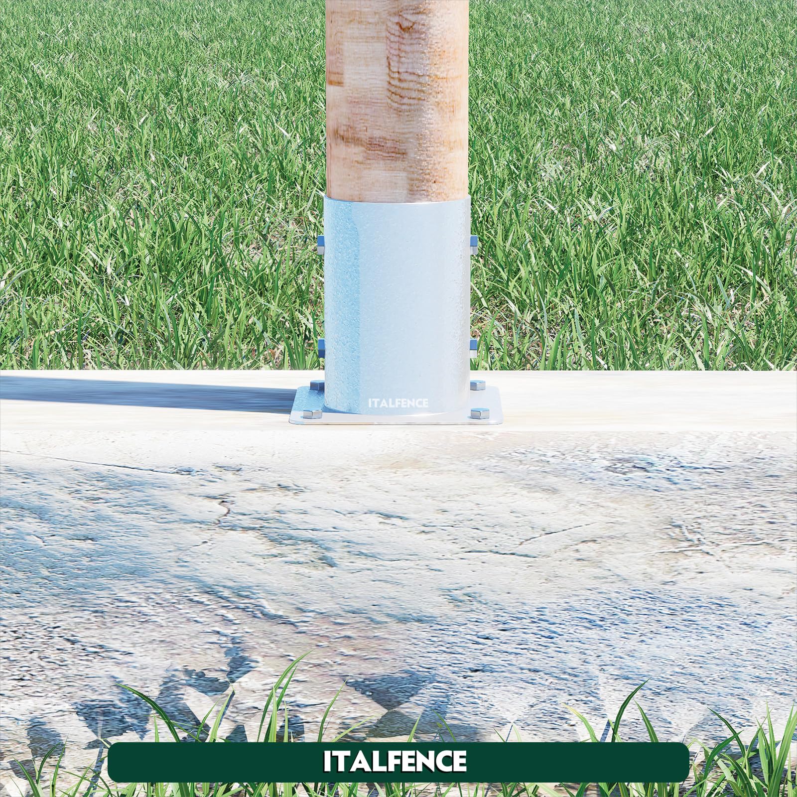 Supporto per palo in legno tondo, zincato a caldo [Ø81mm, 5 pezzi]