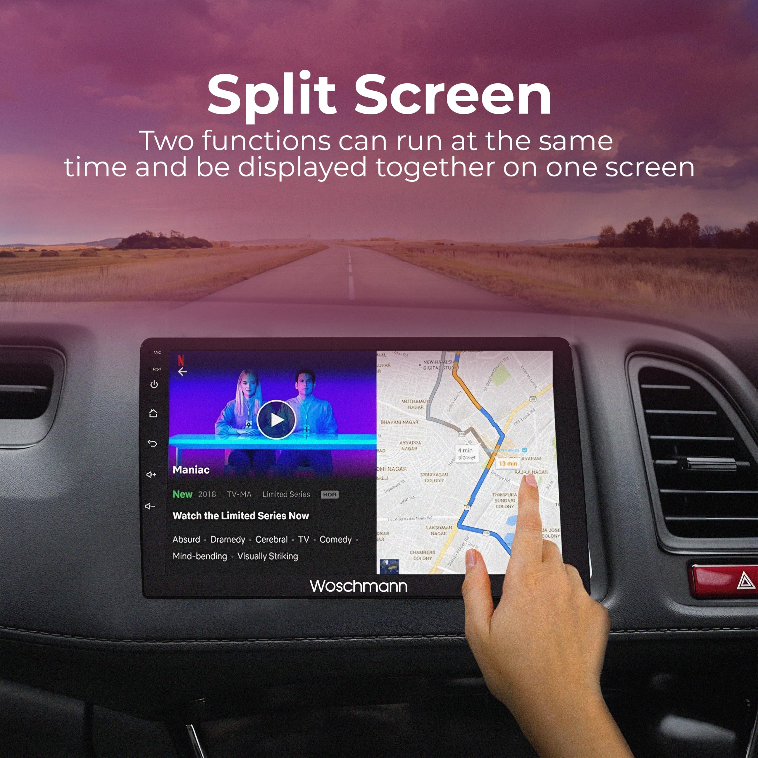 Woschmann-9 Inch Car Android Double Din Player 2GB/32GB Capacitive Touch Screen Quad Core Proceessor 1080P HD Screen, Latest Android Version 12 BT 5.0, Wi-Fi, GPS, USB 2.0, Navigation,Free LED Camera — Amazon image 7