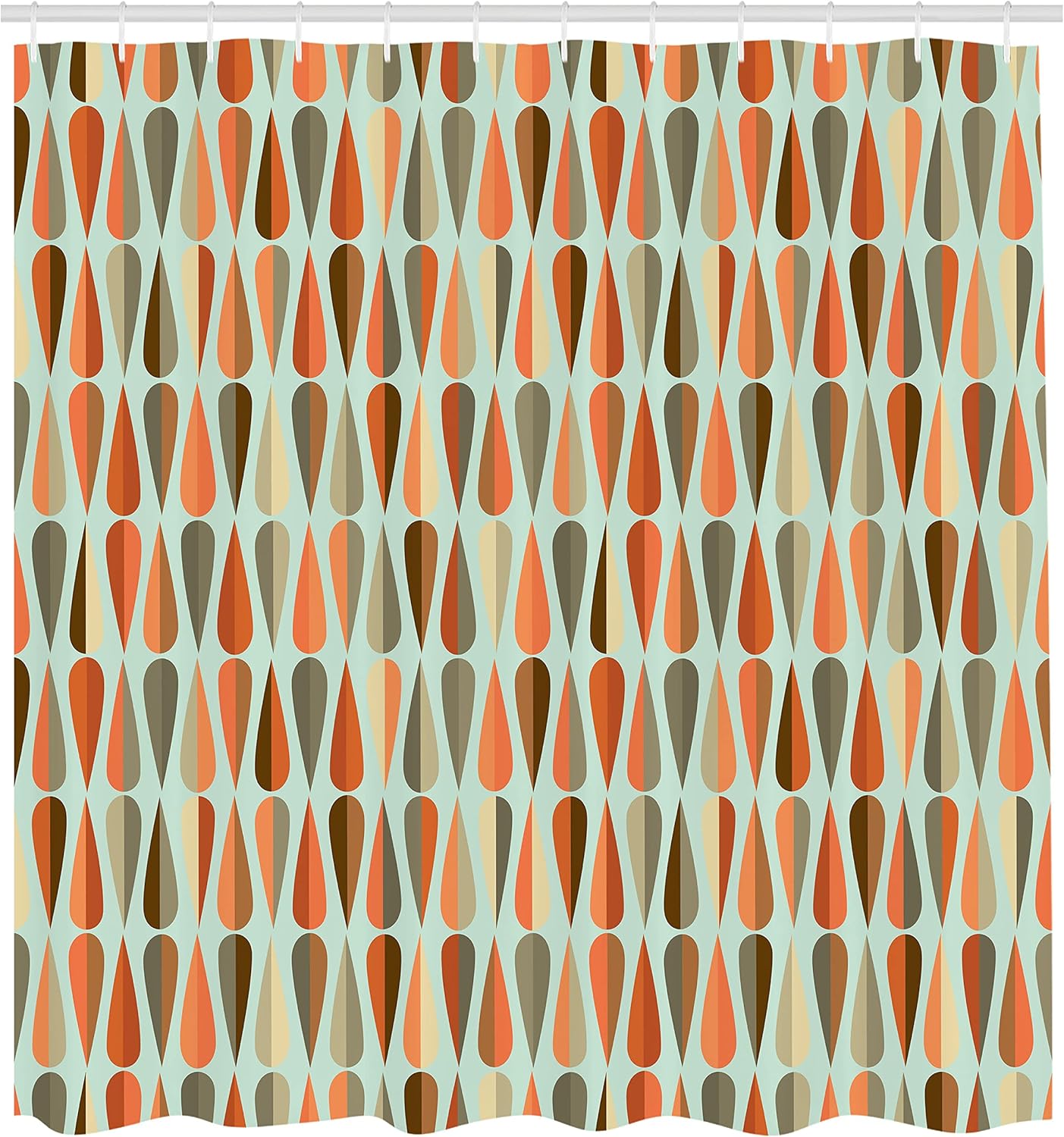 Ambesonne Retro Shower Curtain, Sixties and Seventies Style Geometric Round Shaped Repeated Symmetric Design, Cloth Fabric Bathroom Decor Set with Hooks, 69" W x 70" L, Burnt Orange