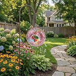 DUSVALLY Mosaic Fenêtre d'oiseaux en verre, 9 Inch Plongée à travers l'Oiseau, Décorative Circular Bird Feeder pour Cardinals, Chickadees & Finches, Jardin Jardin Patio Decor
