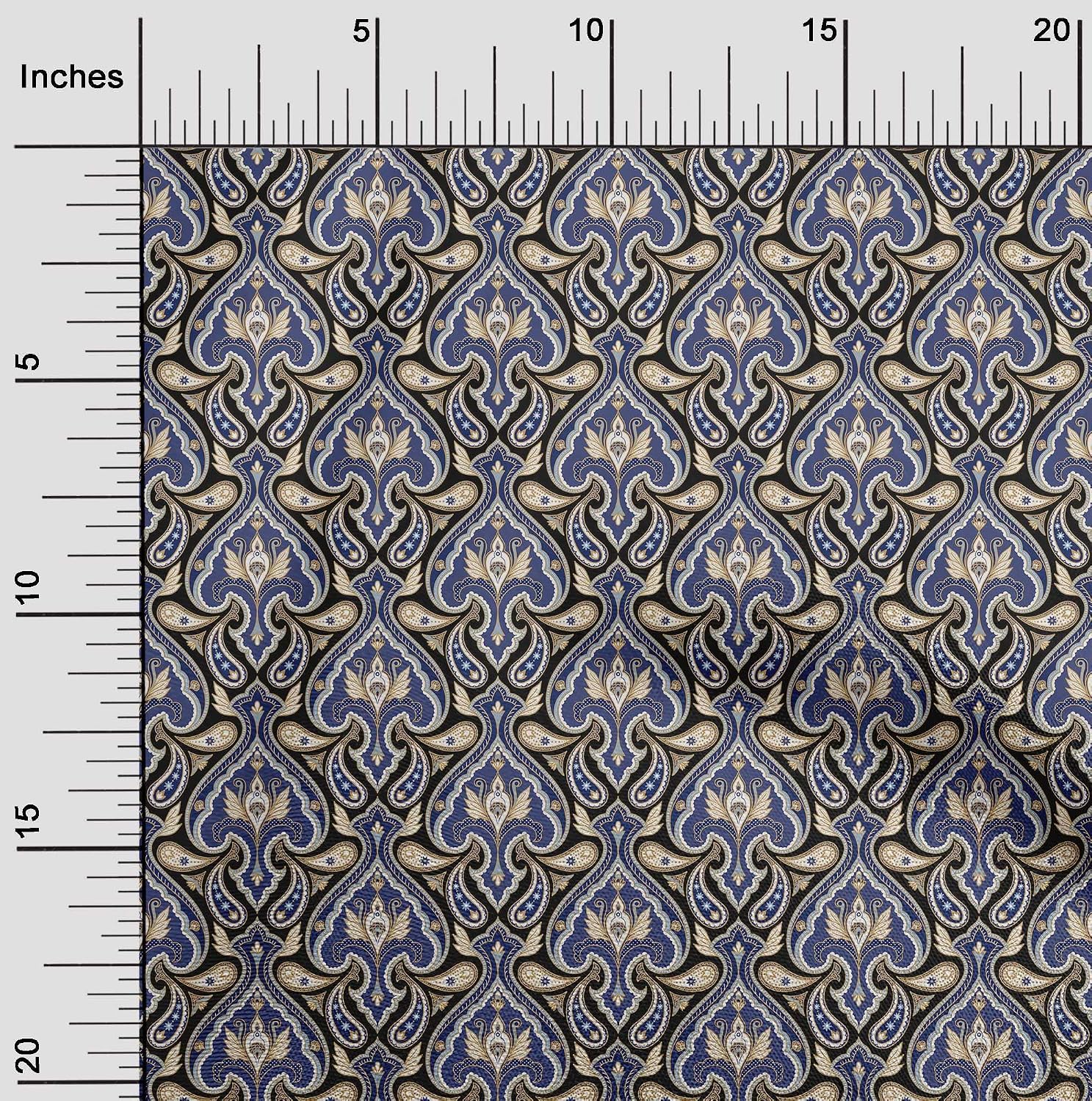 oneOone Cotton Flex Black Fabric Asian Block Fabric for Sewing Printed Craft Fabric by The Yard 40 Inch Wide-5170