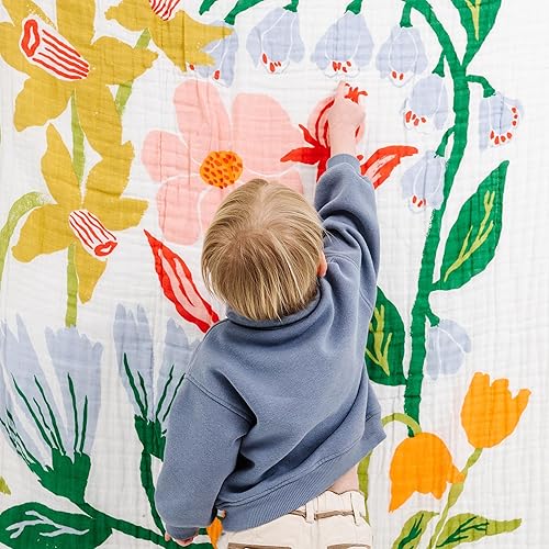 Vista 4 de CLEMENTINE KIDS Manta de muselina doble (Cottage Garden)