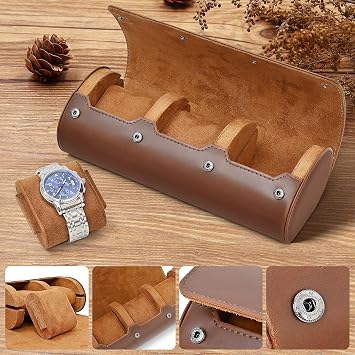 3 Travel Watch Case Roll Organizer for Men and Women | Leather Display Case | Storage & Holder for Men's and Women's Collections
