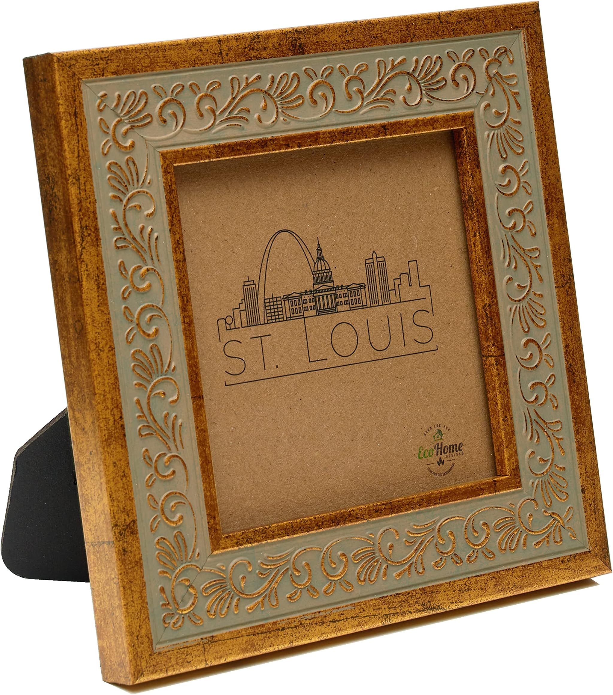 4x4 Picture Frame Antique Gold - Mount Desktop Display, Instagram Prints Frames by EcoHome