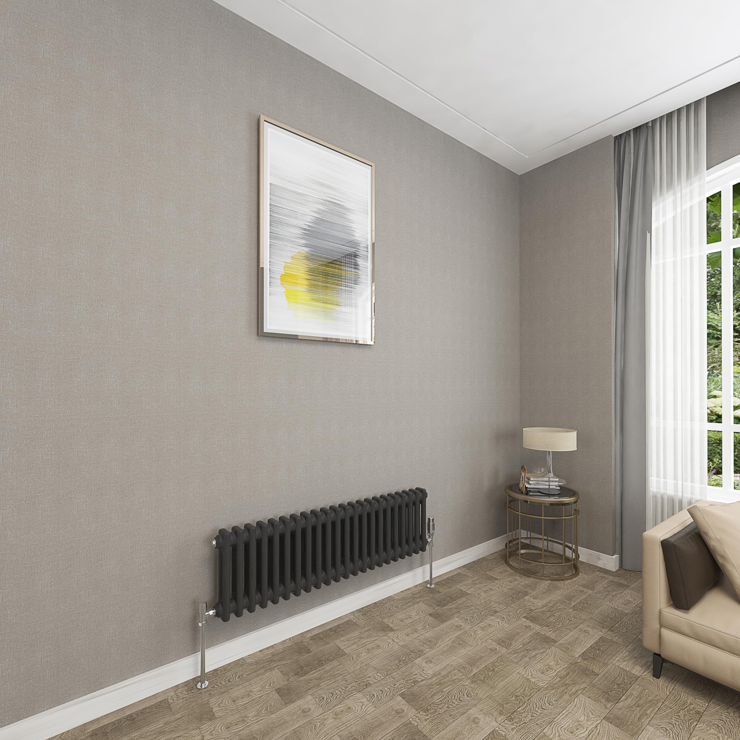 Sky bathroom 300x1010mm 2 Column Radiator Horizontal Black Cast Iron radiato Traditional Central Heating Radiator