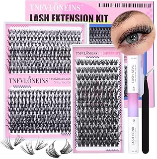 DIY Lash Extension Kit 400Pcs Cluster Lashes Kit 30D 40D 50D Individual Eyelash Extension Kit, Bond and Seal Lash Glue and Lash Clusters Applicator Tool for Eyelash Extensions(Kit-30D/40D/50D,9-16MIX)