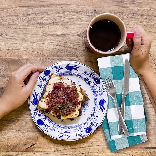 Miniatura 4 de Buffalow - Servilletas de tela a cuadros color verde azulado y blanco, servilletas de tela, servilletas de algodón, servilletas de cena, servilletas
