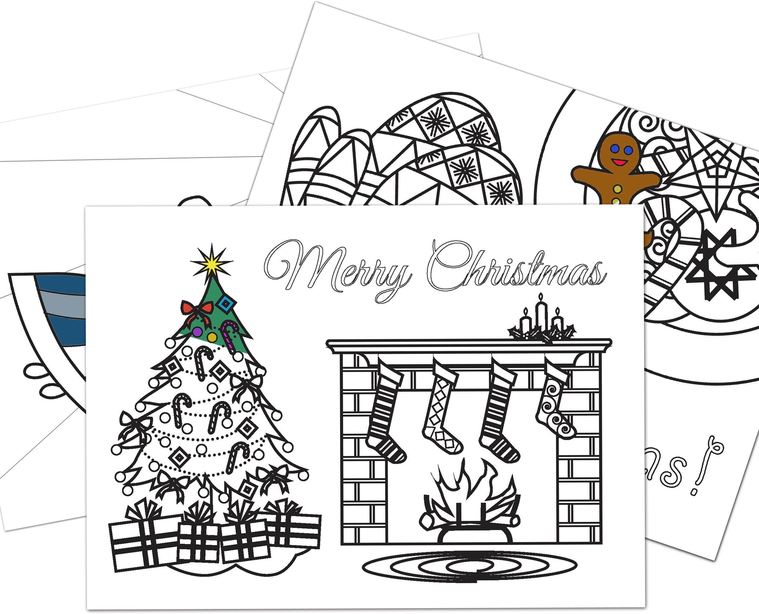 Colorable Christmas Cards - 3 Different Designs - Set of 12 Cards with Envelopes (Christmas Cards)