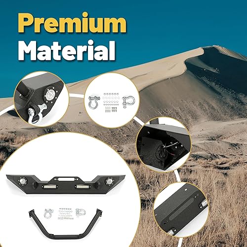 Miniatura 4 de Parachoques delantero con placa de cabrestante, luces LED y anillos en D