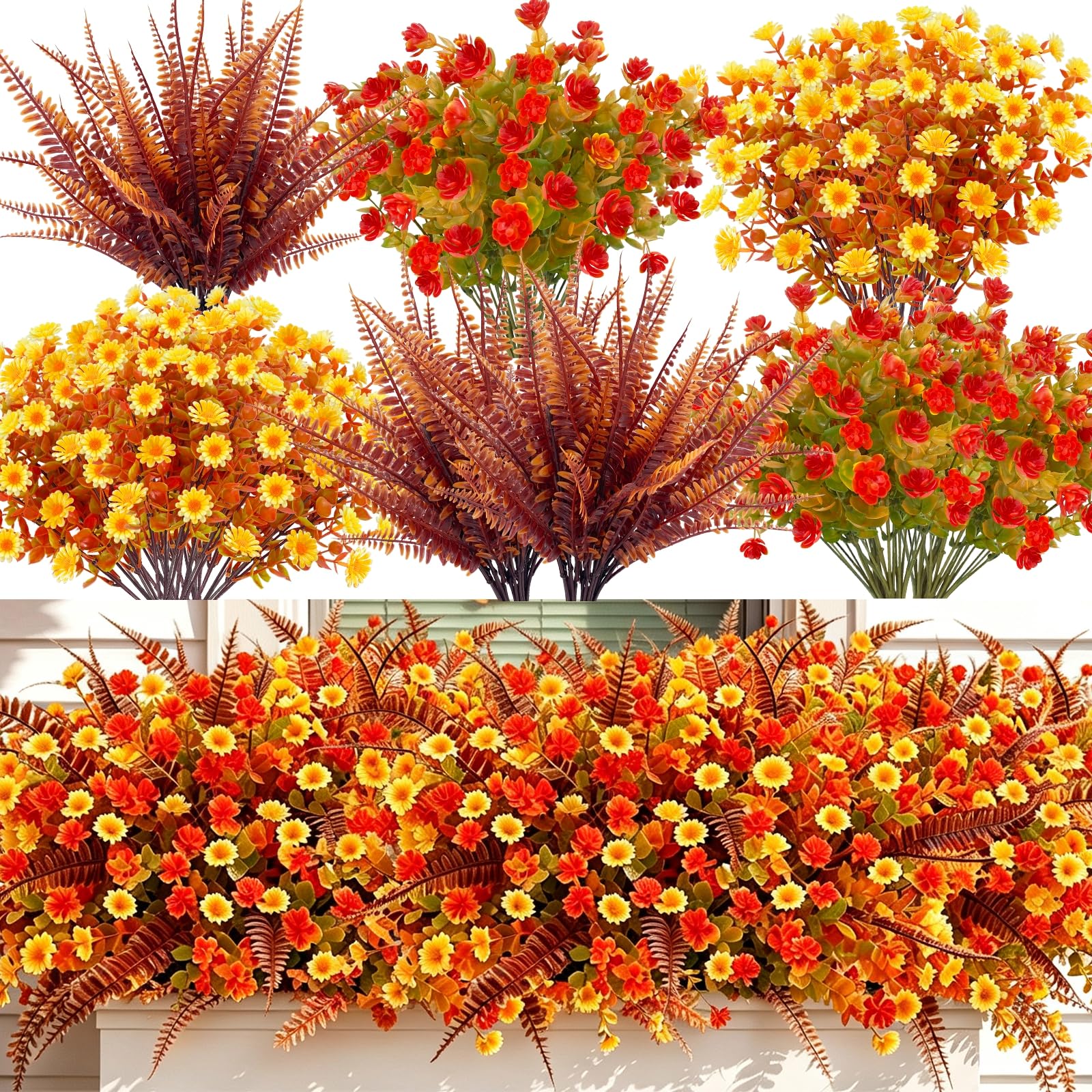 Photo 1 of TURNMEON Artificial Fall Flowers, 12 Bundles
