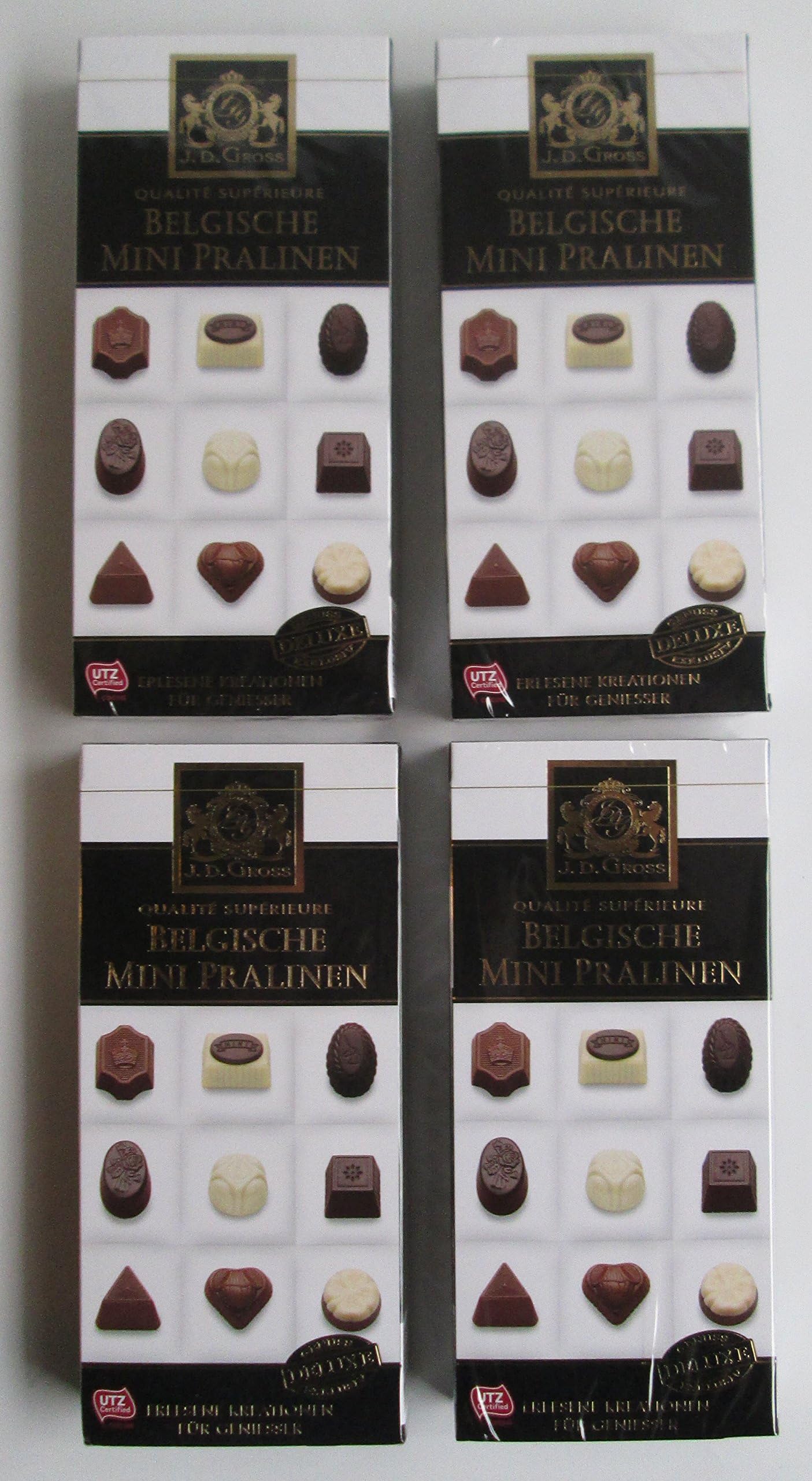 J.D.Gross: "Pralinés Supérieurs" Belgian Chocolate Mini Pralines 3.52 Ounce (100gr) Packages (Pack of 4) [ Italian Import ]