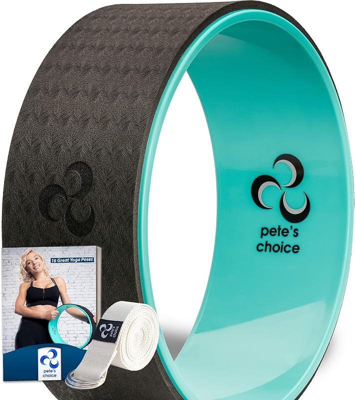 Yoga Wheel for Back Pain Relief - Beginners Guide & Strap Included | Comfortable Back Roller to Release Tension, Deepen Stretches & Boost Flexibility - Improve Posture at Home