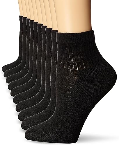 Hanes Women's Ankle, Moisture-Wicking Socks for Women, Cushioned Athletic Ankle Socks, 10-Pack