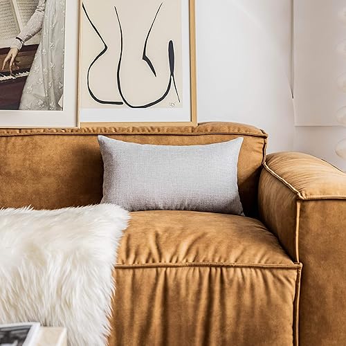 Miniatura 6 de Demetex Juego de 2 fundas de almohada decorativas de lino de 12 x 20 pulgadas, fundas de almohada lumbares para sala de estar, sofá, 12 x 20