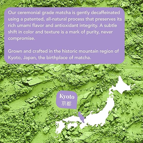 Miniatura 5 de Polvo de té matcha verde descafeinado de Japón - 15 bolsitas (2 g cada una / 30 g en total) - Grado ceremonial - Descafeinado naturalmente sin usar