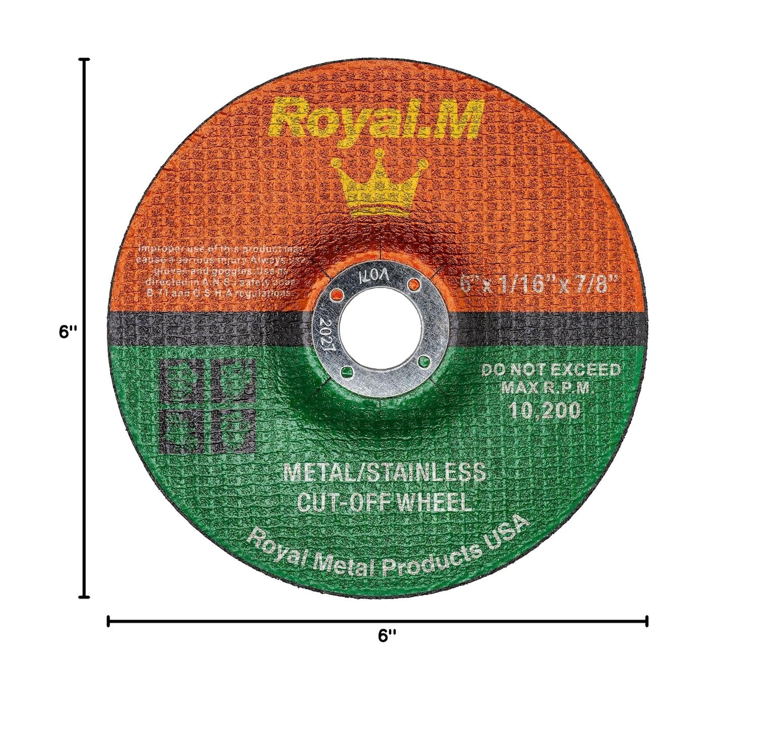 6" x 1/16" x 7/8" Depressed Metal and Stainless Cutting/Cut-Off Wheel - 50 pcs.