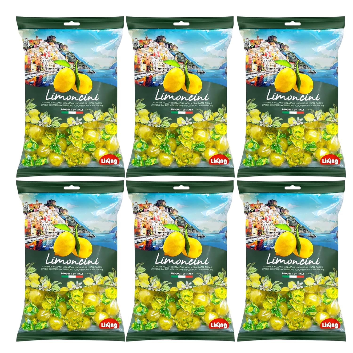 Sanniti Limoncini Frizzanti Candy | Sparkling Candies with Natural Flavor Made with Italian Lemons | 6.17 Ounce Bag (Pack of 6)