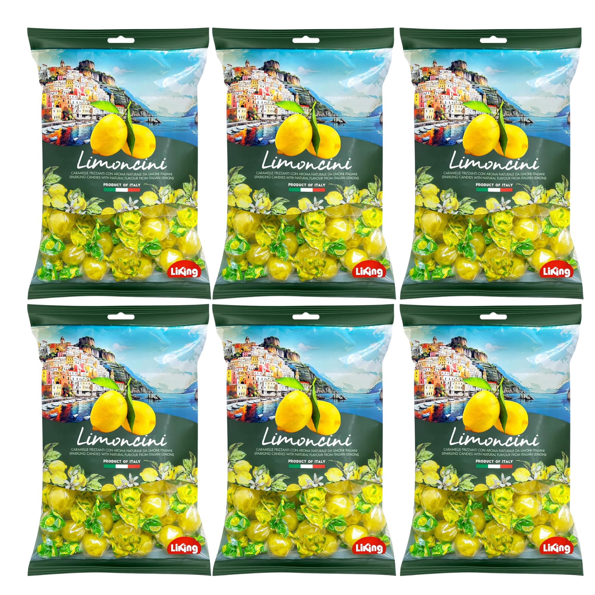 Sanniti Limoncini Frizzanti Candy | Sparkling Candies with Natural Flavor Made with Italian Lemons | 6.17 Ounce Bag (Pack of 6)