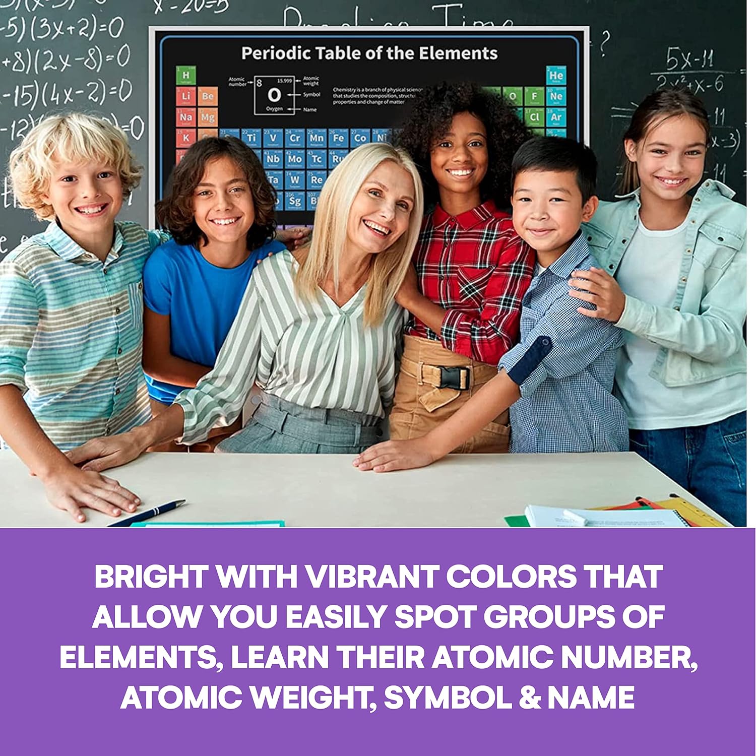 Bigtime Signs Periodic Table With Real Elements Inside | 2022 BLACK 35" 54" Chemistry Periodic Table of Elements Poster - Periodic Table Poster - Science Posters Periodic Table (All 118 Elements)