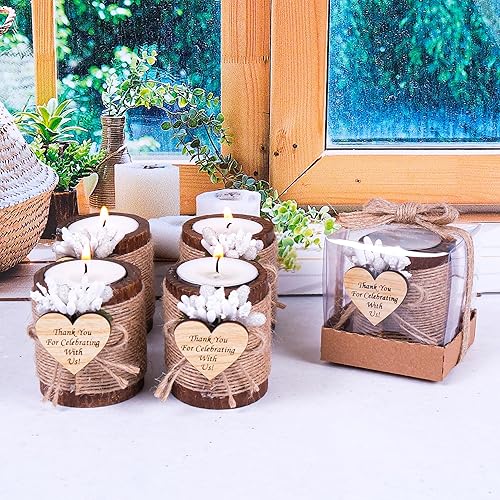 Vista 49 de HTF - Juego de 10 portavelas de madera para decoración de baby shower, regalos de revelación de género, portavelas de madera para baby shower Marrón