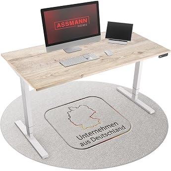 ASSMANN Y-Line Electric Height-Adjustable Desk 120 x 70 cm Polar White Oak T V Certified Memory Function Collision Protection Easy Assembly for Office and Office