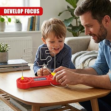 The Magic Toy Shop Electronic Beat The Buzz Wire Game - Steady Hand Skill Challenge & Nerve Test - Retro Arcade Party & Family Fun Stocking Filler, Dexterity Toy for Kids & Adults