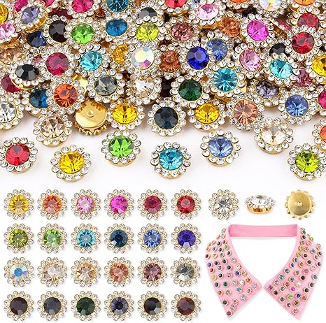 150 PCS 12 MM Sew on Rhinestones for Bedazzling,25 Mixed Colors Crystal Glass Flatback Rhinestones for Crafting，Big Gems with Metal Base, Large Rhinestone for Clothes Thanksgiving Gift Christmas Decor